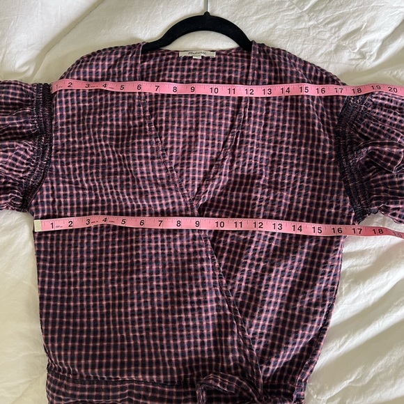 MADEWELL Flutter Sleeve Side Tie Plaid Wrap Summer Top Size Small - Picture 9 of 11